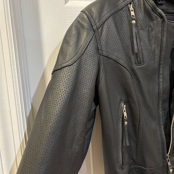 Harley Davidson Women's Small, Vented, Padded, Perforated Leather Jacket - Picture 5 of 14